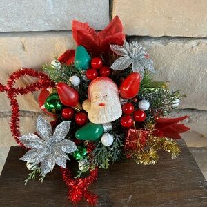 Festive Holiday Santa Centerpiece with Silver and Red Accents